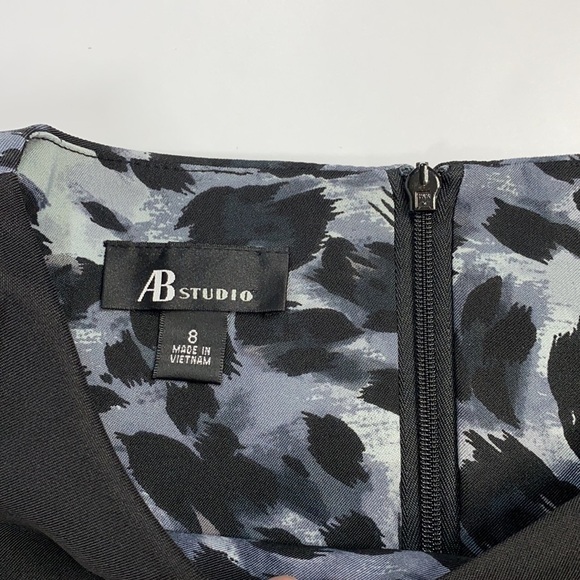 AB Studio Sleeveless Animal Print Black Gray Dress Size 8 - Picture 6 of 8